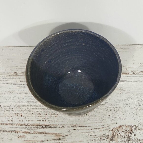 Handthrown Handmade Blue Glaze Pottery Bowl Signed 4.5" wide 3" tall - Picture 3 of 3
